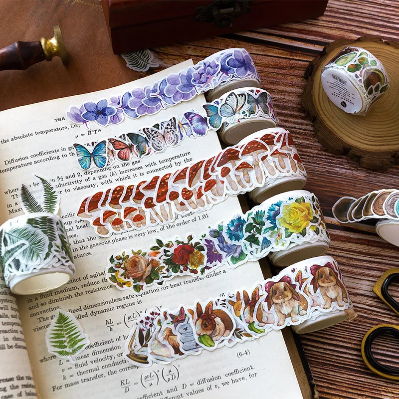 100pcs Washi Tape Set Vintage Plant Cute Animal Designs For Diy Scrapbooking - 2