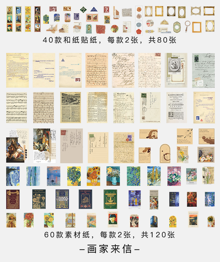 Vintage Junk Journal 200pc Scrapbooking Sticker Set Retro Diary Planner Decor - 9