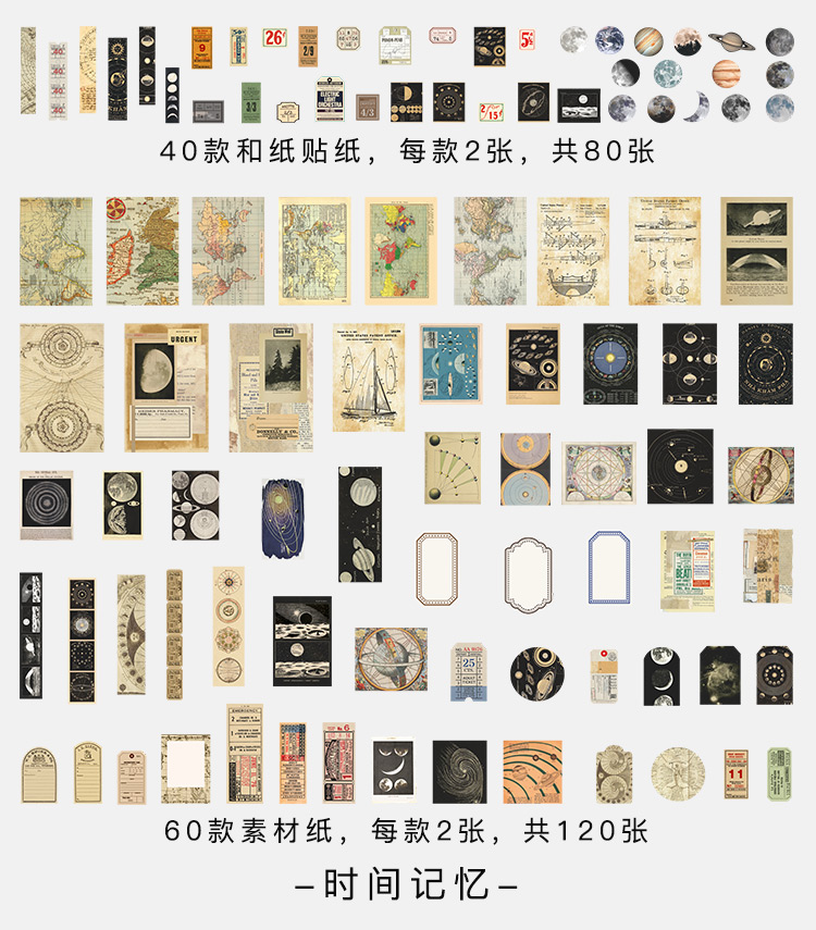 Vintage Junk Journal 200pc Scrapbooking Sticker Set Retro Diary Planner Decor - 10