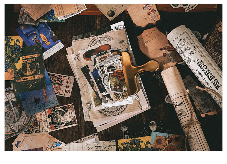 Vintage Junk Journal 200pc Scrapbooking Sticker Set Retro Diary Planner Decor - 16