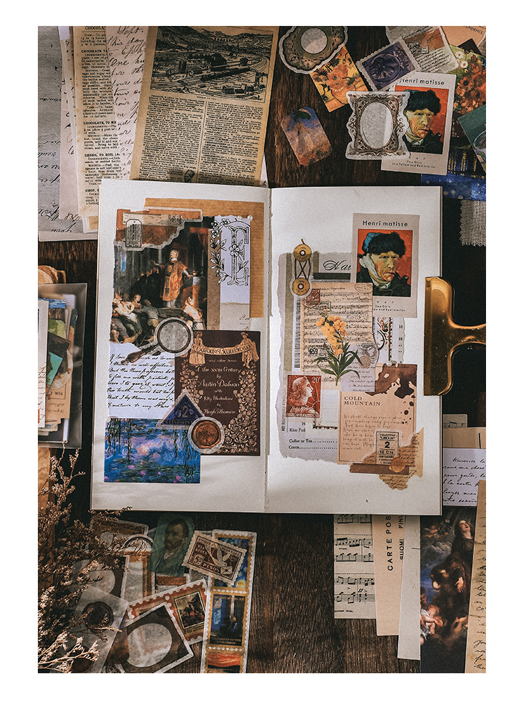 Vintage Junk Journal 200pc Scrapbooking Sticker Set Retro Diary Planner Decor - 17