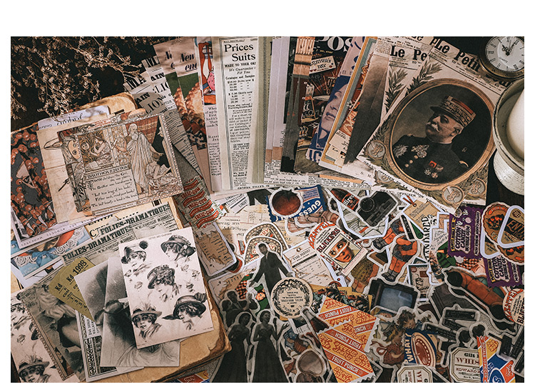 Vintage Junk Journal 200pc Scrapbooking Sticker Set Retro Diary Planner Decor - 18