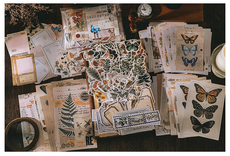 Vintage Junk Journal 200pc Scrapbooking Sticker Set Retro Diary Planner Decor - 20