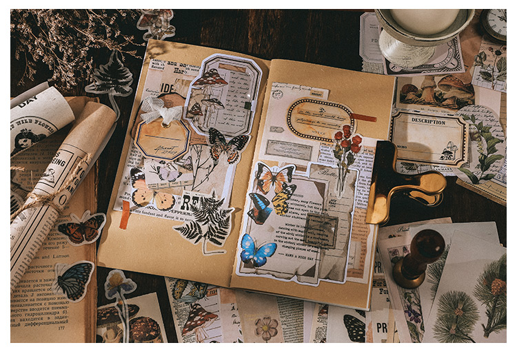 Vintage Junk Journal 200pc Scrapbooking Sticker Set Retro Diary Planner Decor - 21