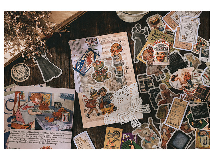 Vintage Junk Journal 200pc Scrapbooking Sticker Set Retro Diary Planner Decor - 24