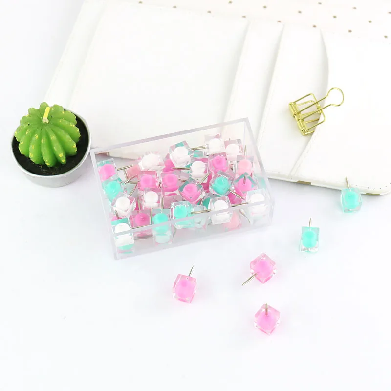 Colorful Transparent Plastic Push Pins For Office And School Use - 4