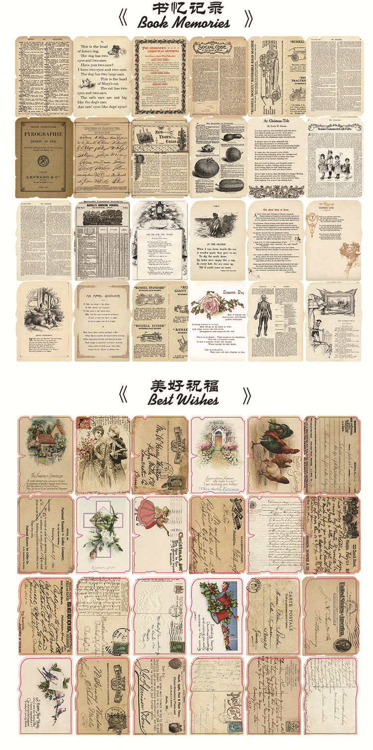 Vintage Newspaperstyle Scrapbooking Decorative Stickers Set 24pcs - 8