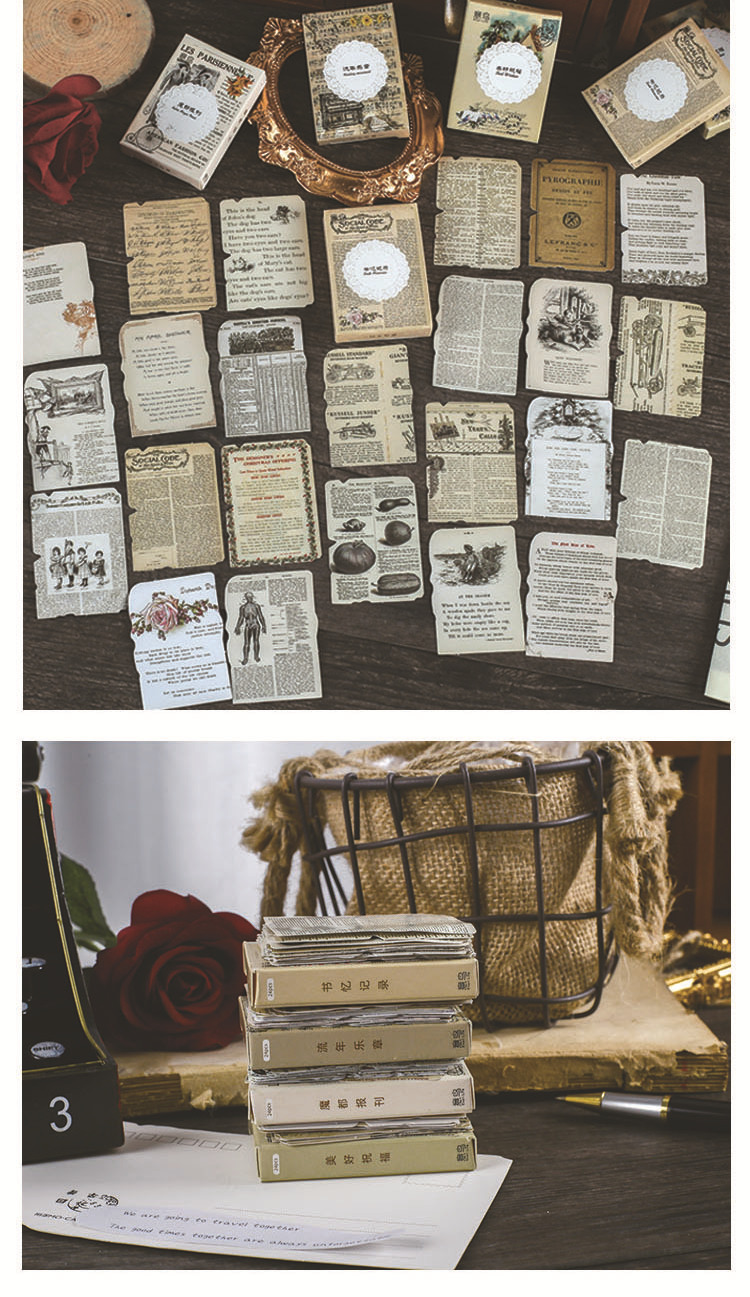 Vintage Newspaperstyle Scrapbooking Decorative Stickers Set 24pcs - 12