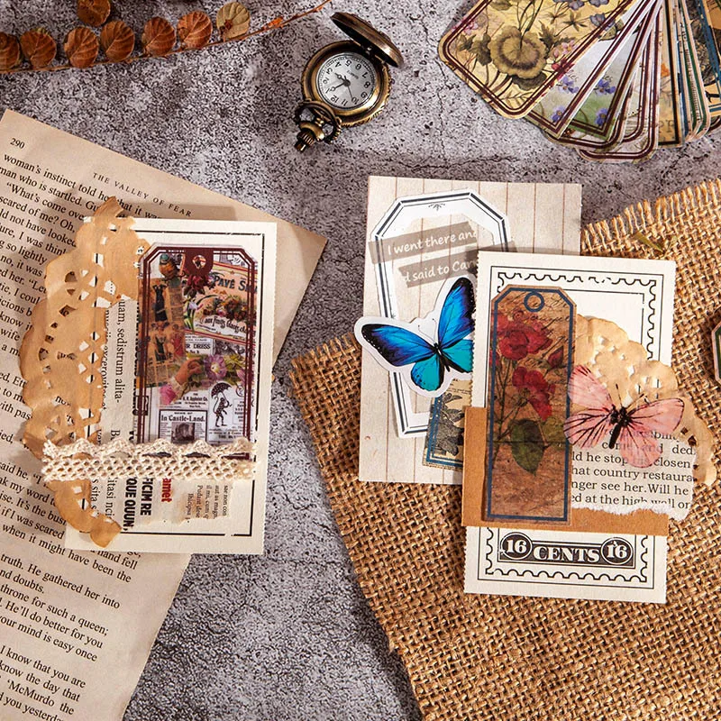 Vintage World Map Flower Stickers For Scrapbooking 40 Pieces Pack - 5