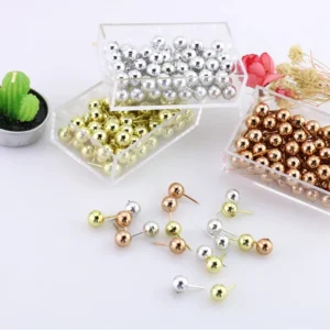 Gold Silver Assorted Push Pins For Map Cork Board 70pcs - 1