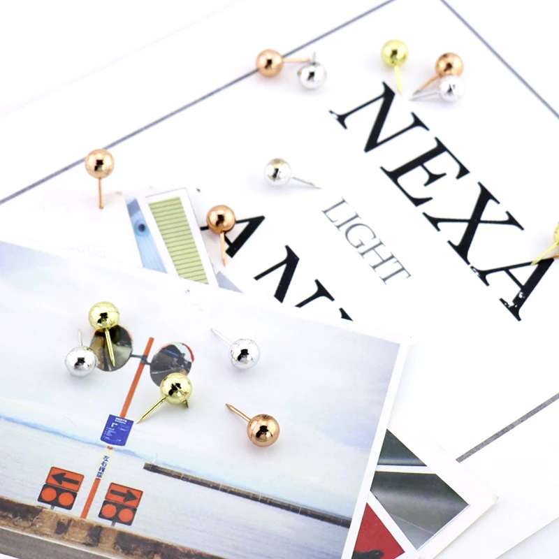 Gold Silver Assorted Push Pins For Map Cork Board 70pcs - 2