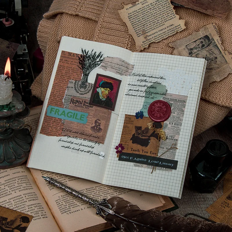 Vintage Antique Newspaper Manuscript Stickers For Scrapbooking And Diary Decor - 4