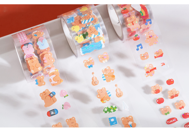 Kawaii Bear Club Washi Tape Adhesive Art Masking Label - 23