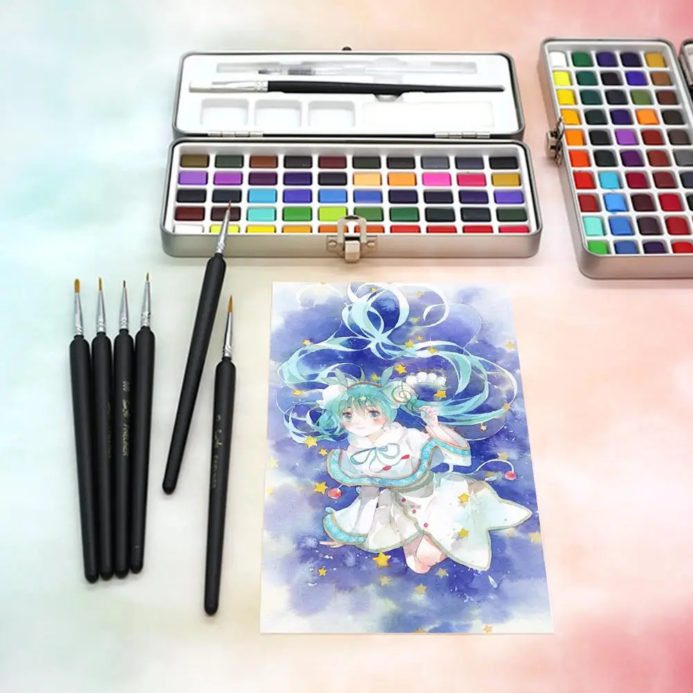 Portable Solid Watercolor Paint Set In Metal Box For Beginners - 4