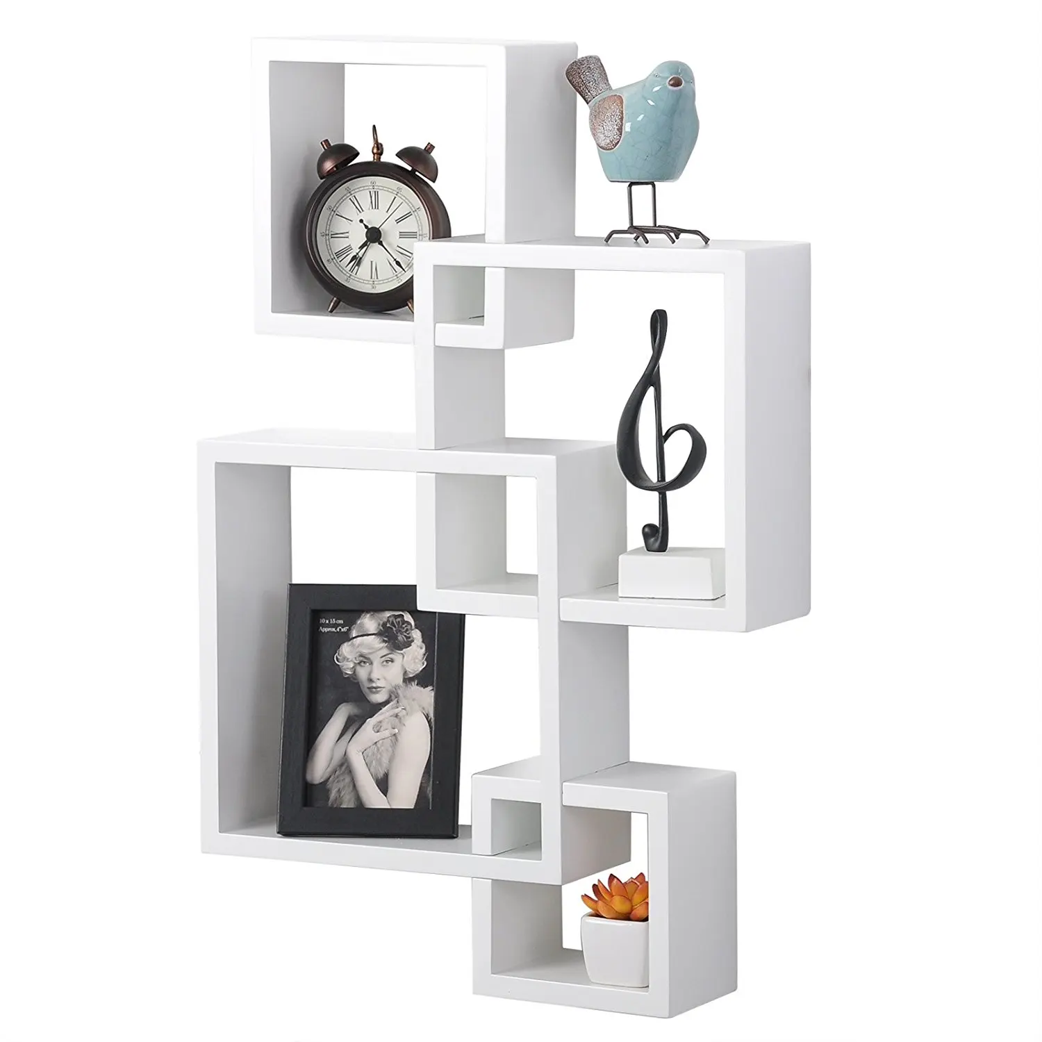 Contemporary White Intersecting Wall Shelves For Stylish Home Decor - 1