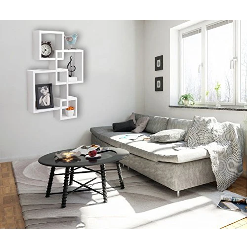 Contemporary White Intersecting Wall Shelves For Stylish Home Decor - 3