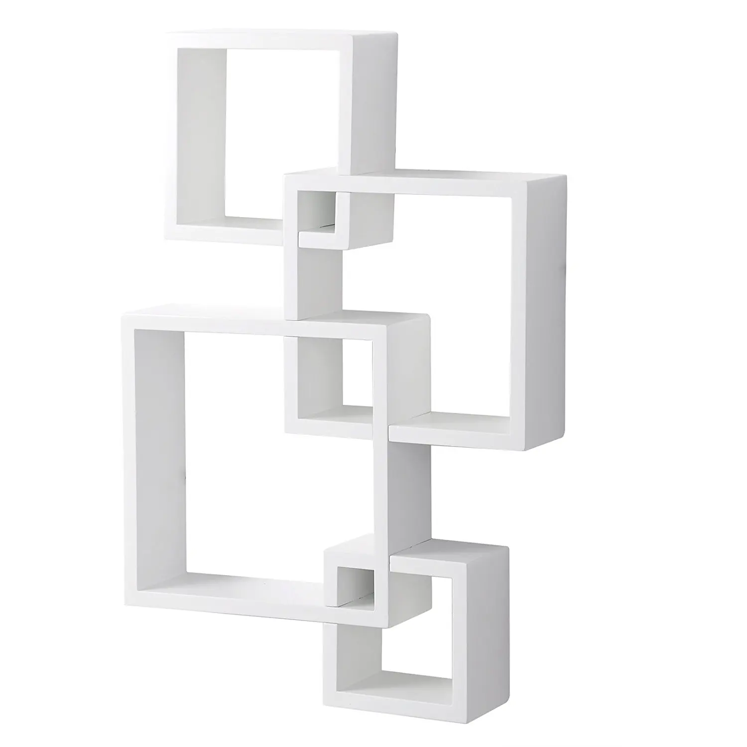 Contemporary White Intersecting Wall Shelves For Stylish Home Decor - 6