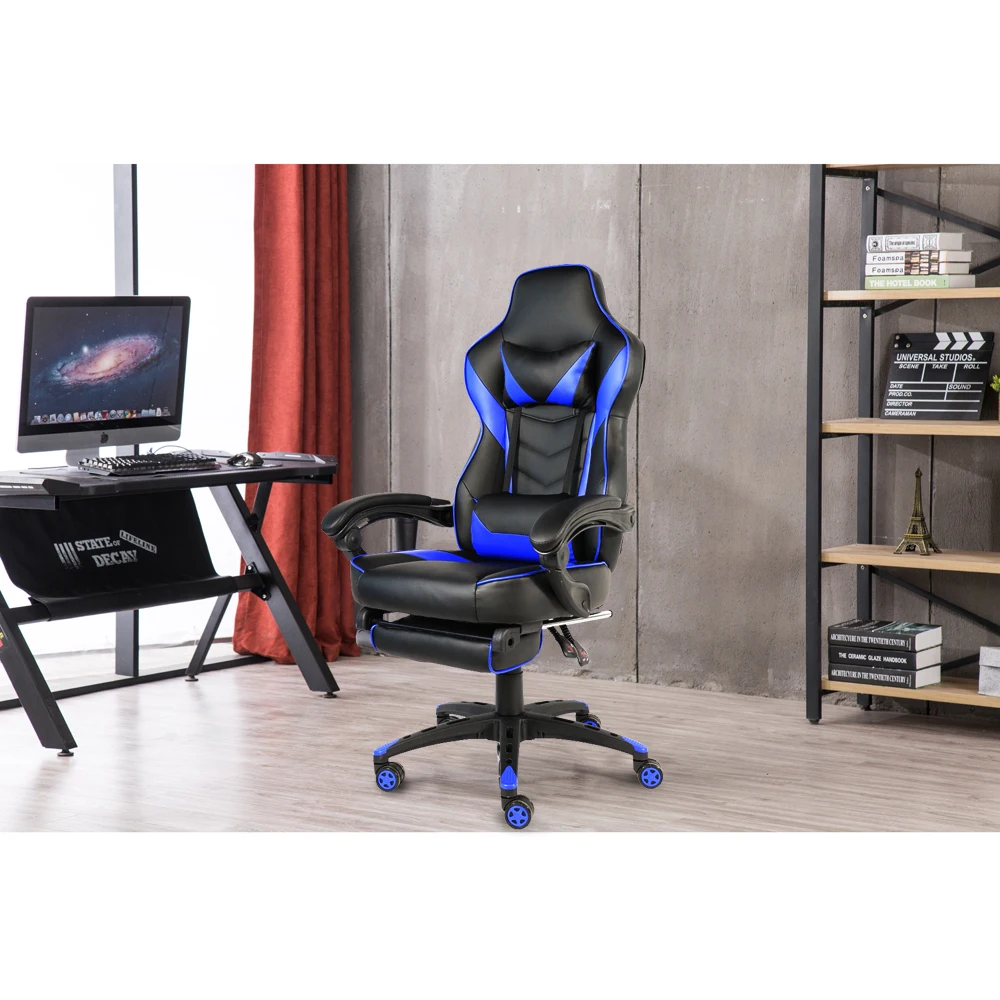 Ergonomic Foldable Racing Gaming Chair With Adjustable Footrest Desk Compatibility - 2
