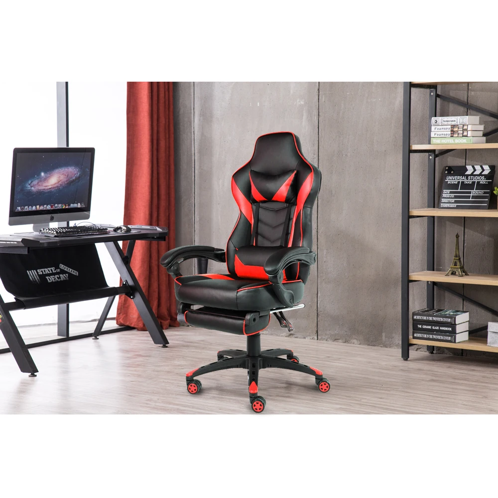 Ergonomic Foldable Racing Gaming Chair With Adjustable Footrest Desk Compatibility - 3